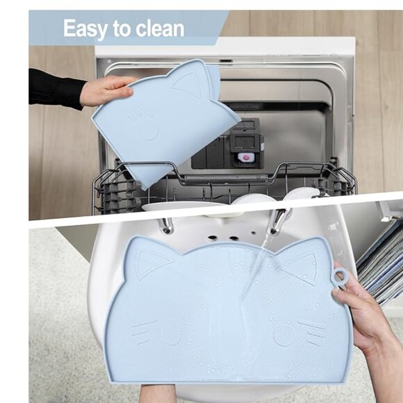 Coomazy Cat Food Mat - Thicker Dog Feeding Mat with Raised Edge - Picture 2 of 8